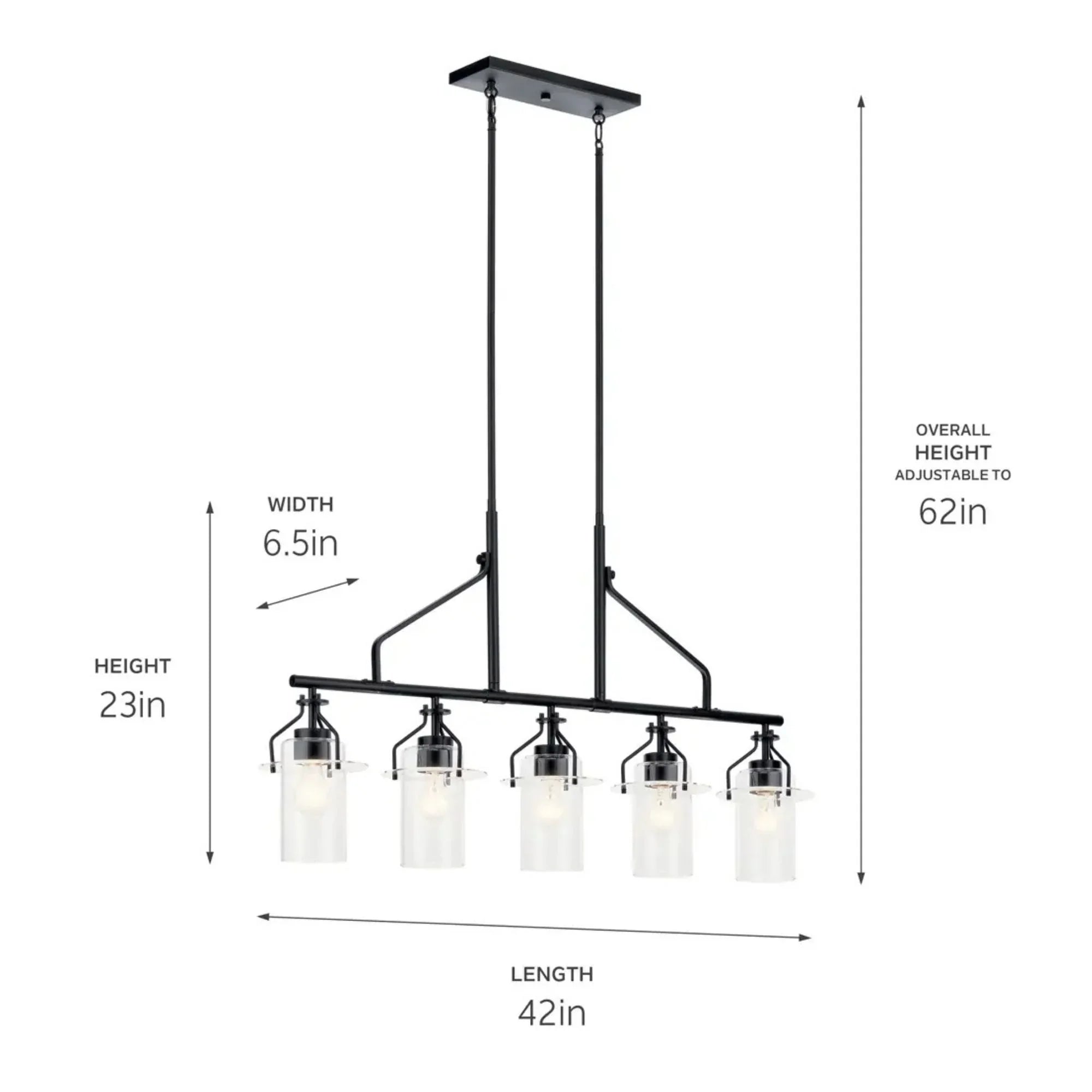 Kichler Lighting - Everett 42" 5-Light Linear Chandelier, Black Finish | Bees Lighting