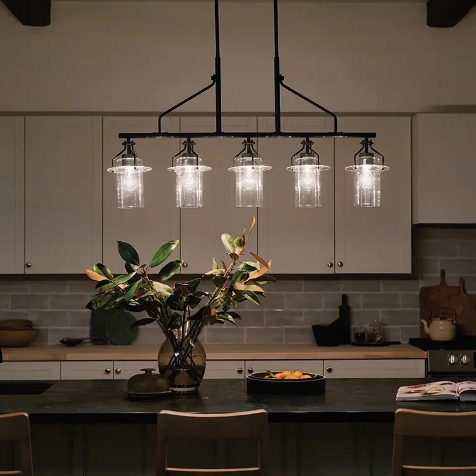 Kichler Lighting - Everett 42" 5-Light Linear Chandelier, Black Finish | Bees Lighting