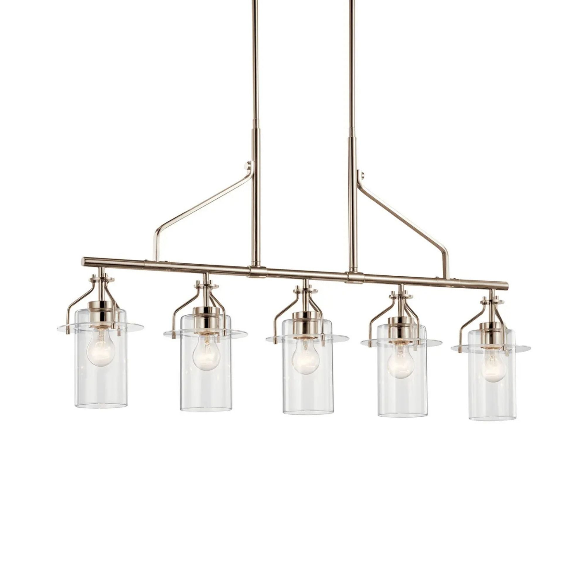 Everett 42" 5-Light Linear Chandelier, Polished Nickel Finish