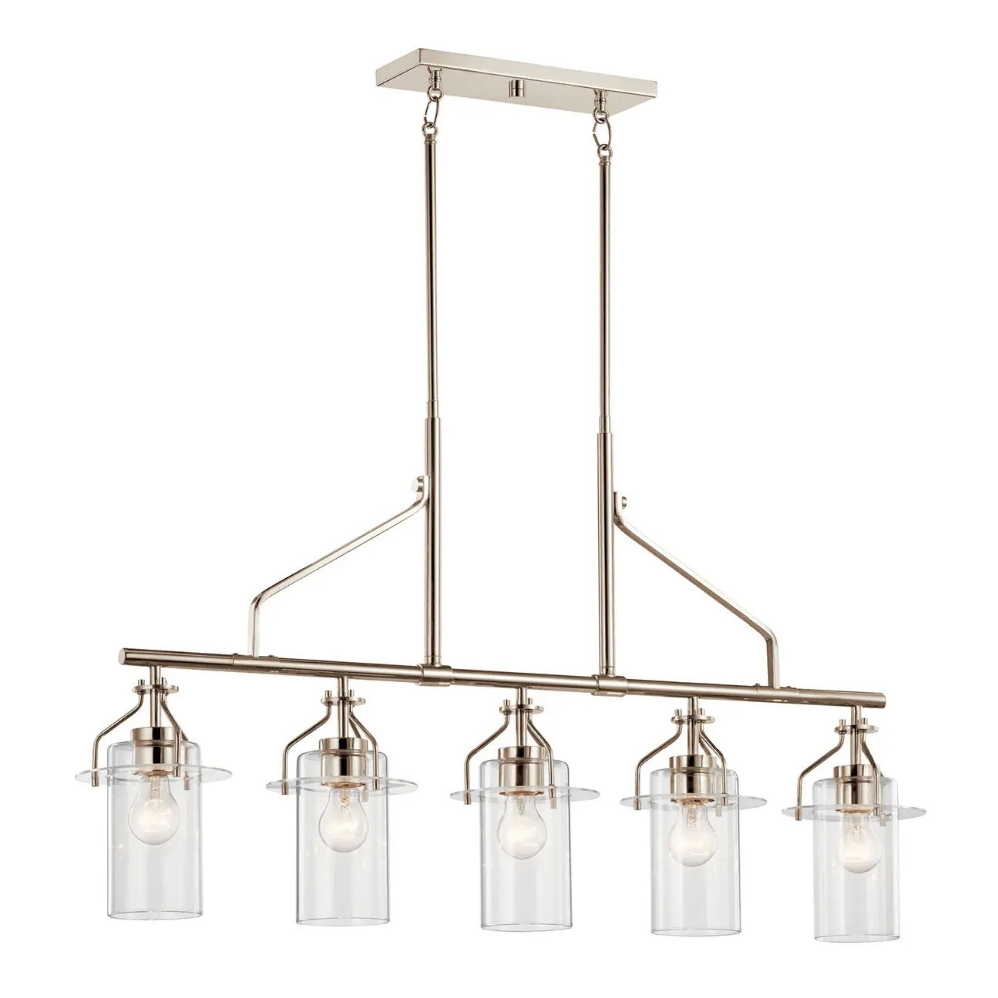 Everett 42" 5-Light Linear Chandelier, Polished Nickel Finish