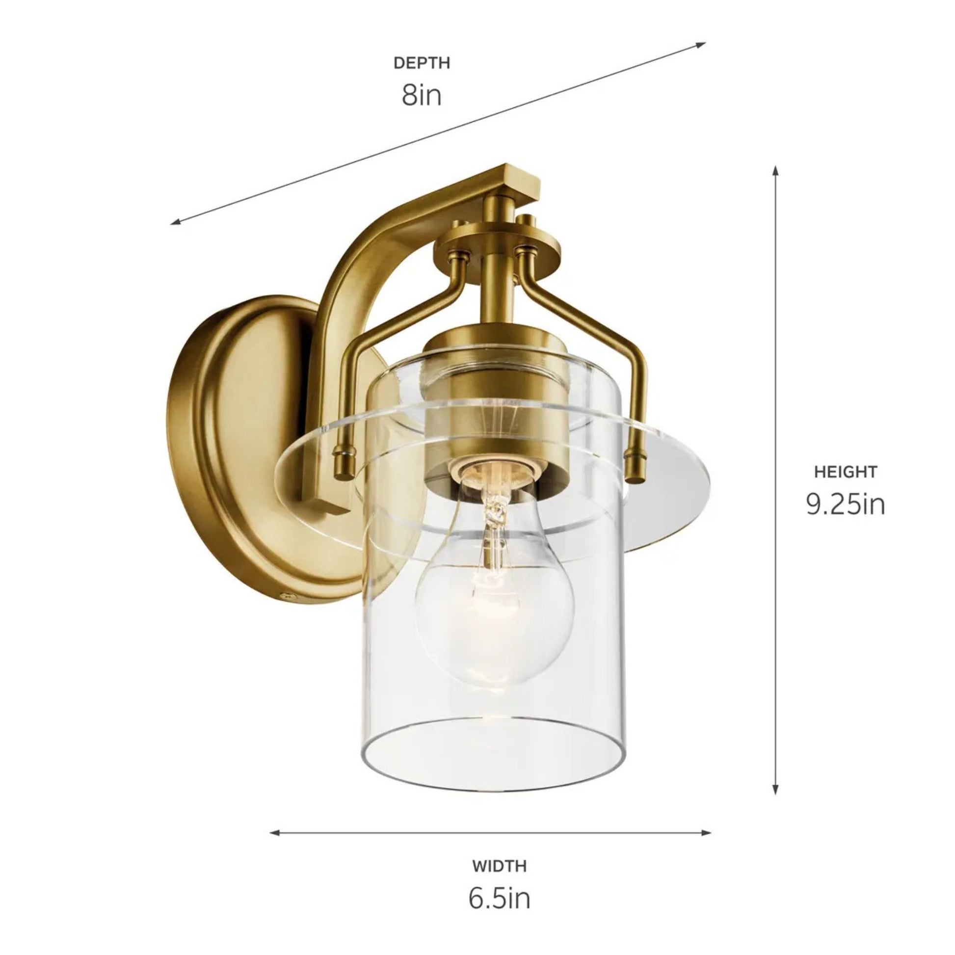 Kichler Lighting - Everett 9" Wall Sconce, Brushed Brass Finish | Bees Lighting