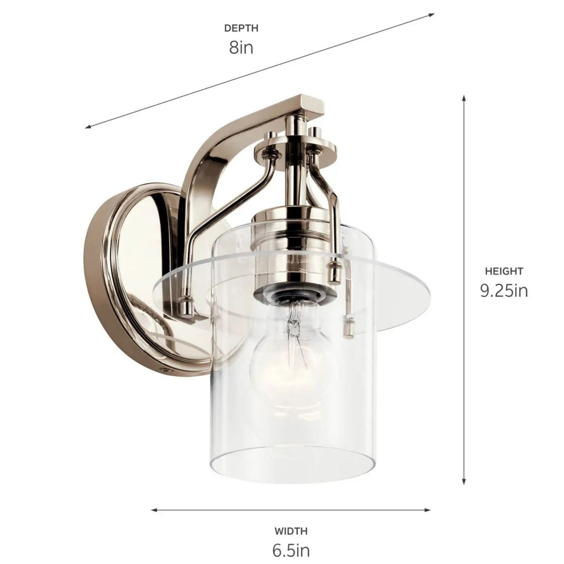 Kichler Lighting - Everett 9" Wall Sconce, Polished Nickel Finish | Bees Lighting