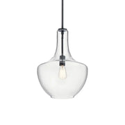 Everly 14" Bell Pendant, Black Finish, Clear Glass