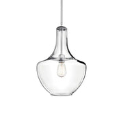 Everly 14" Bell Pendant, Chrome Finish, Clear Glass