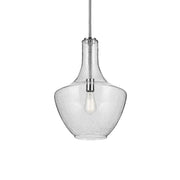 Everly 14" Bell Pendant, Chrome Finish, Clear Seeded Glass