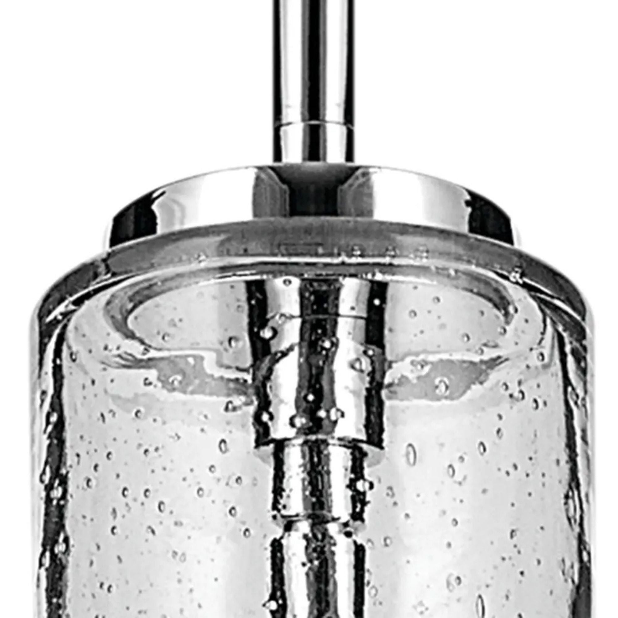 Everly 14" Bell Pendant, Chrome Finish, Clear Seeded Glass