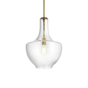Everly 14" Bell Pendant, Natural Brass Finish, Clear Glass