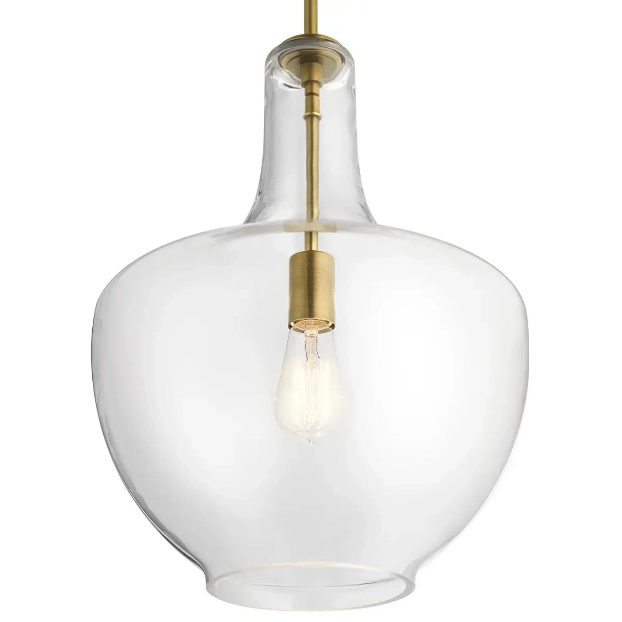 Everly 14" Bell Pendant, Natural Brass Finish, Clear Glass