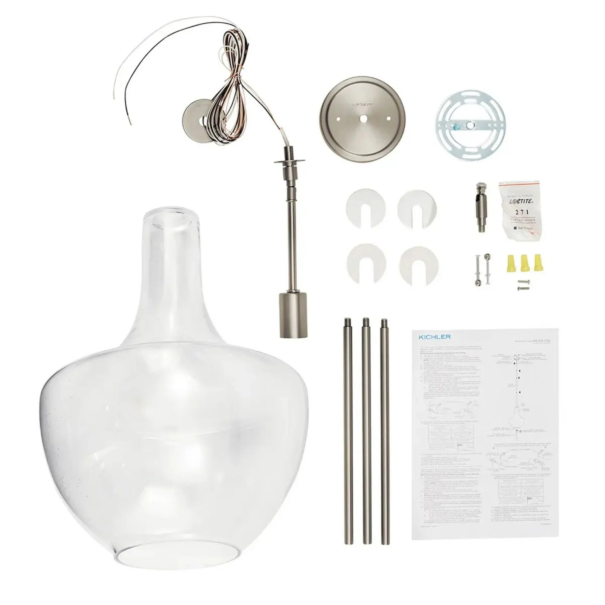 Kichler Lighting - Everly 14" Bell Pendant, Brushed Nickel Finish, Clear Seeded Glass | Bees Lighting
