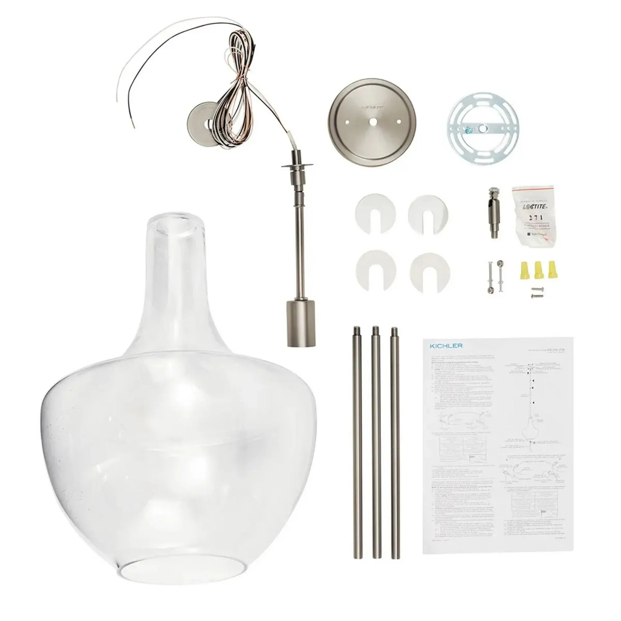 Kichler Lighting - Everly 14" Bell Pendant, Brushed Nickel Finish, Clear Seeded Glass | Bees Lighting