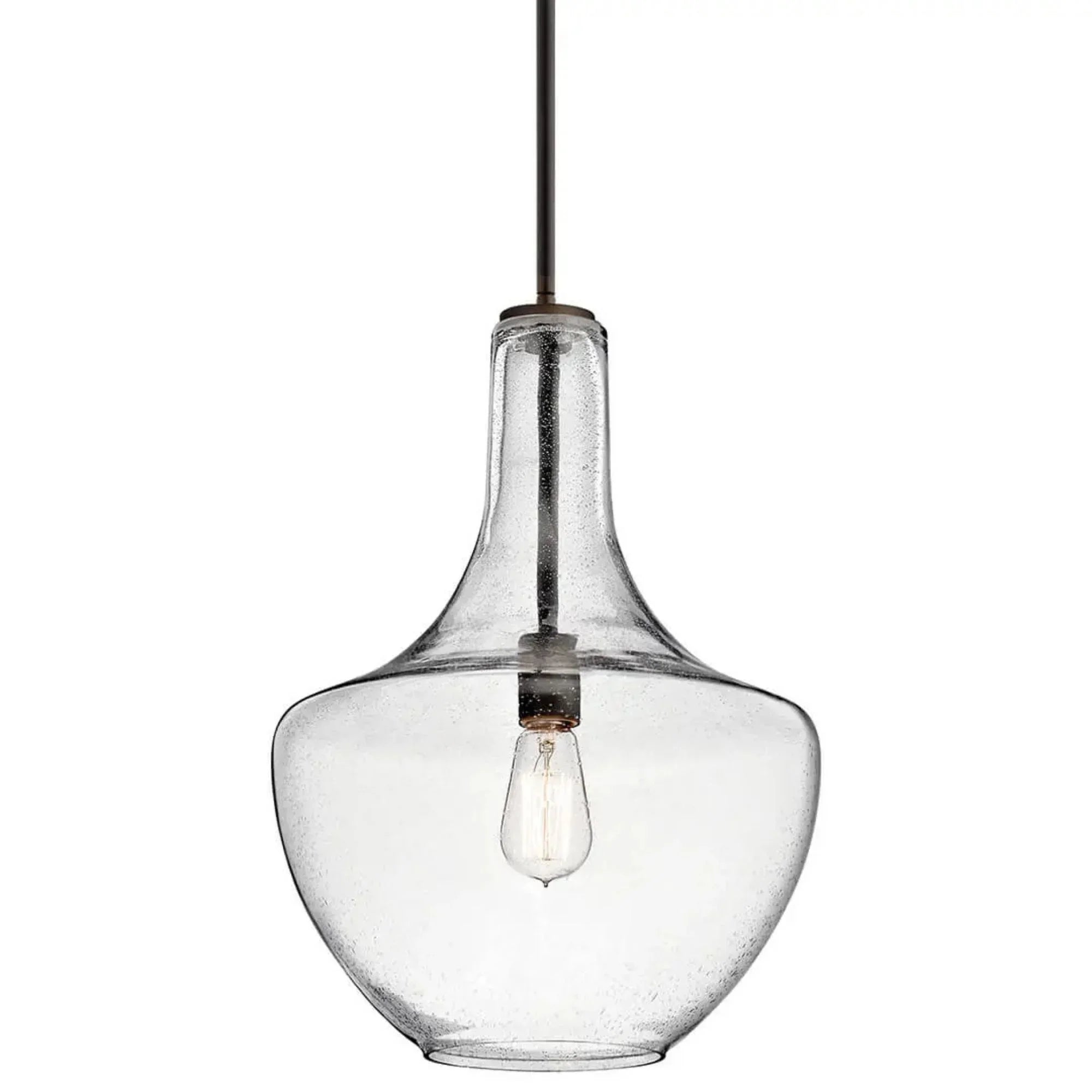 Everly 14" Bell Pendant, Olde Bronze Finish, Clear Glass