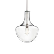 Everly 14" Bell Pendant, Olde Bronze Finish, Clear Seeded Glass