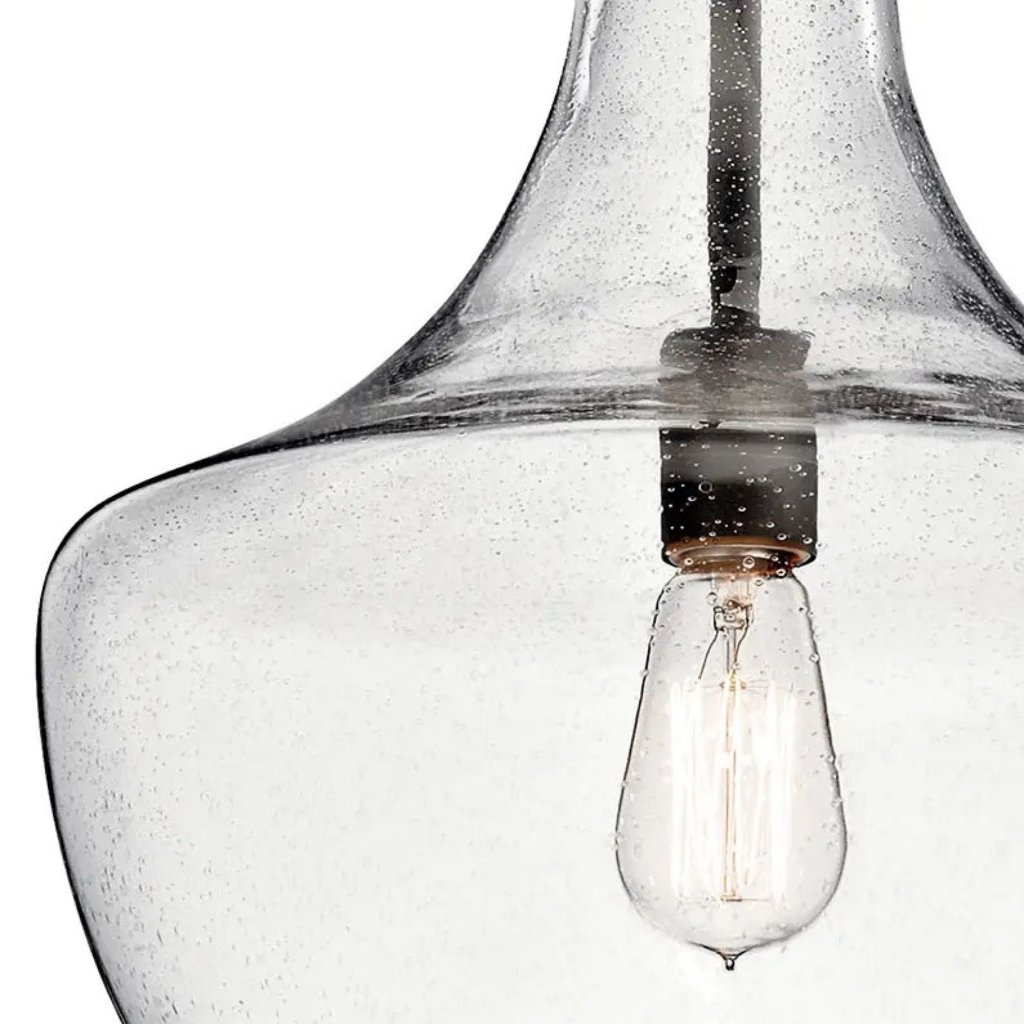 Everly 14" Bell Pendant, Olde Bronze Finish, Clear Seeded Glass