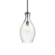 Everly 9" Pendant, Black Finish, Clear Glass