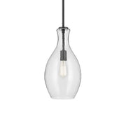 Everly 9" Pendant, Black Finish, Clear Seeded Glass