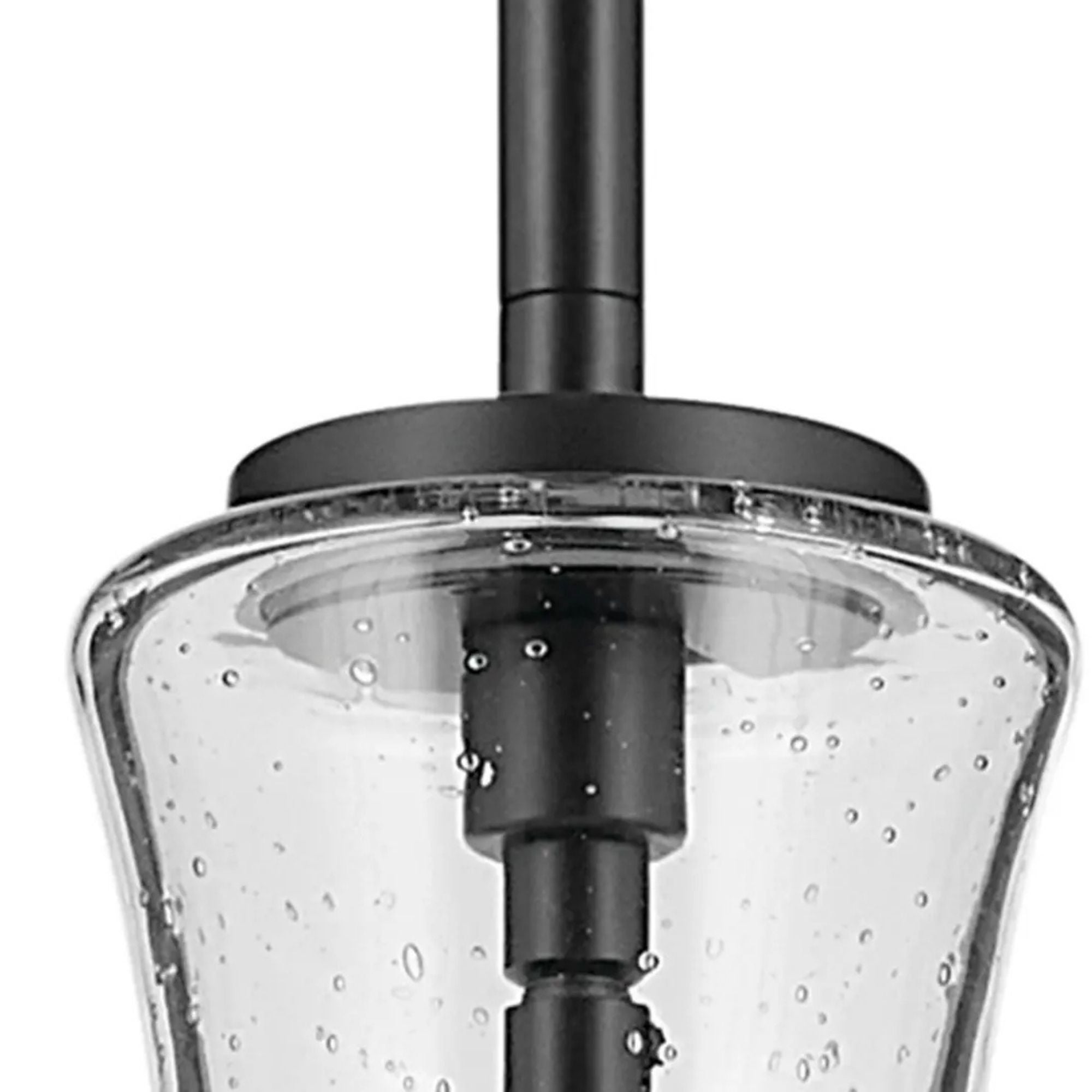 Everly 9" Pendant, Black Finish, Clear Seeded Glass