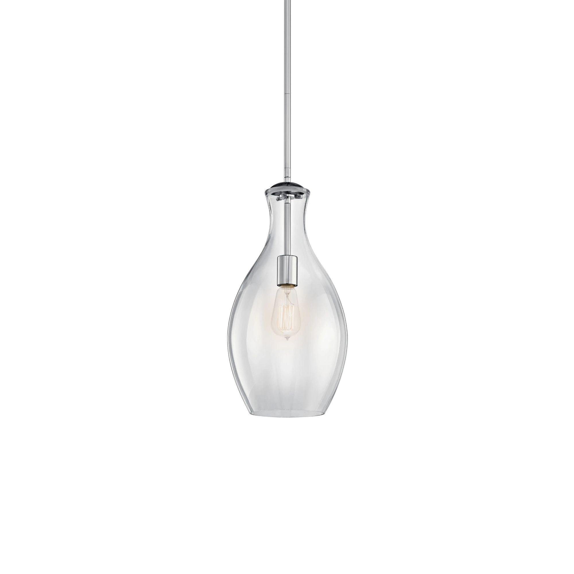Everly 9" Pendant, Chrome Finish, Clear Glass