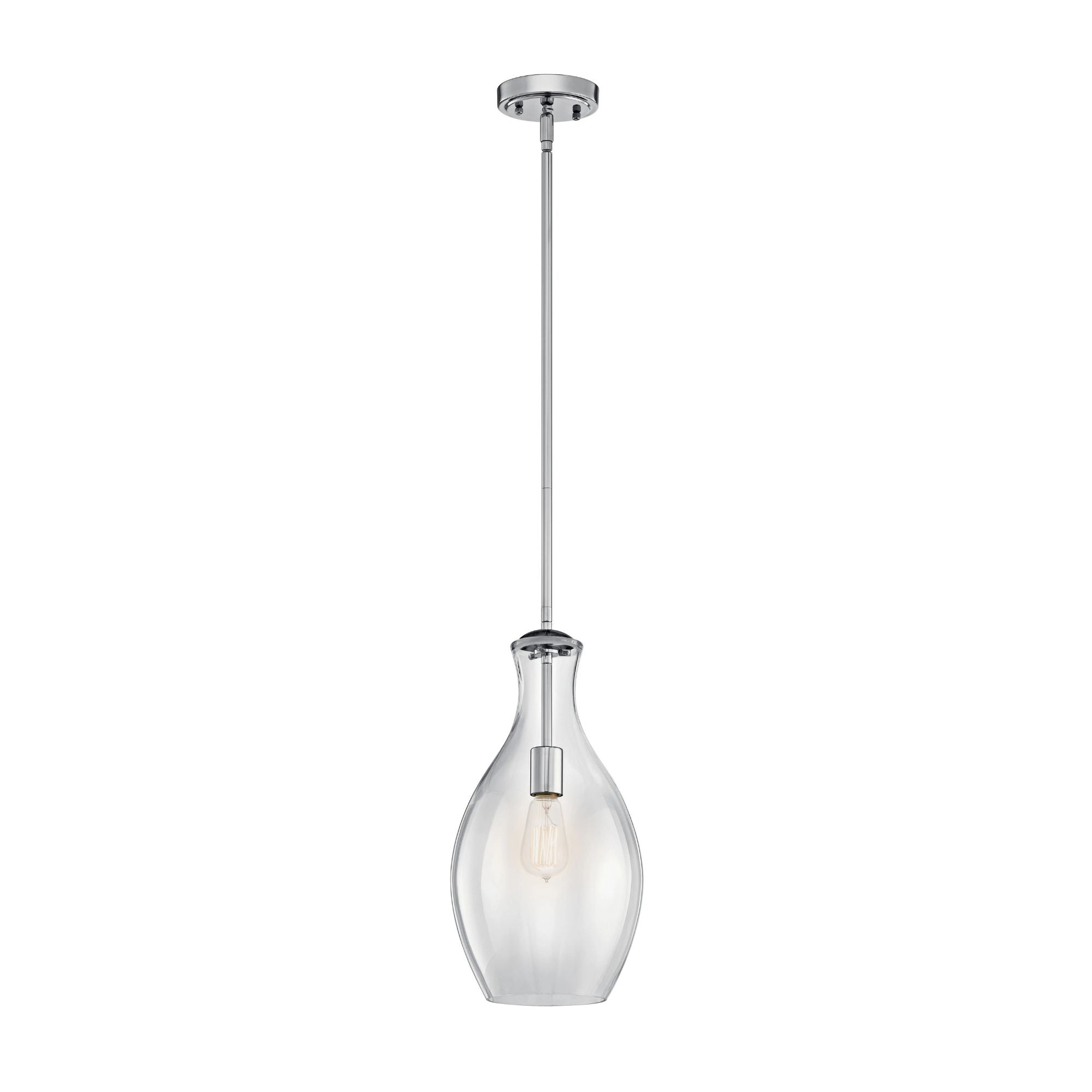 Everly 9" Pendant, Chrome Finish, Clear Glass