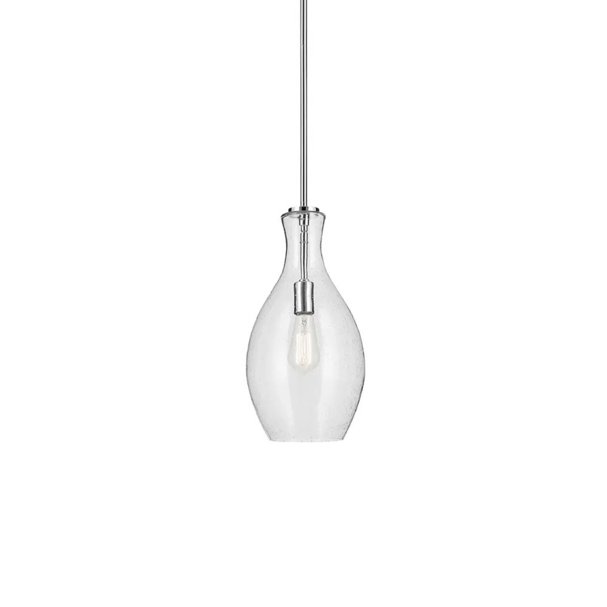 Everly 9" Pendant, Chrome Finish, Clear Seeded Glass