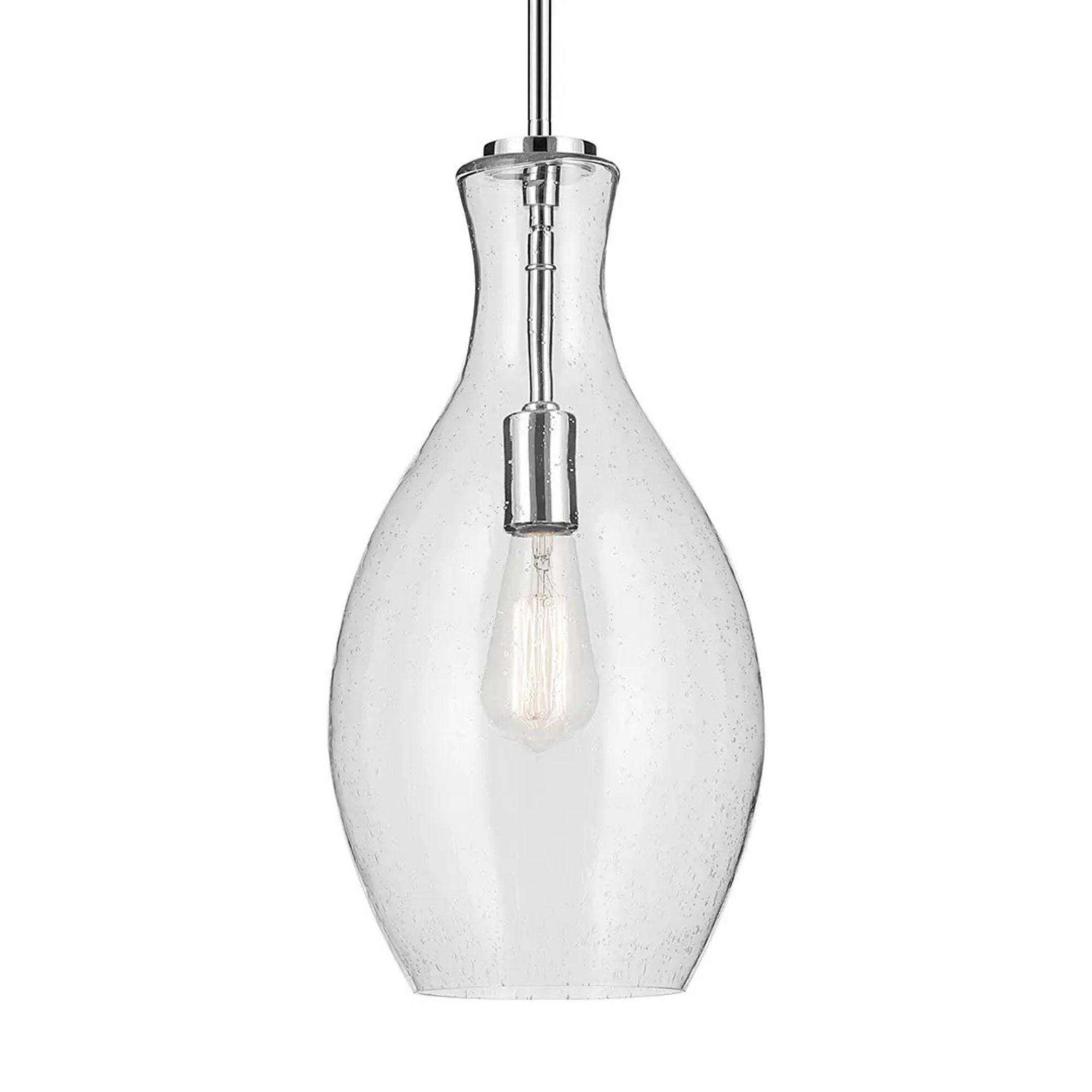 Everly 9" Pendant, Chrome Finish, Clear Seeded Glass