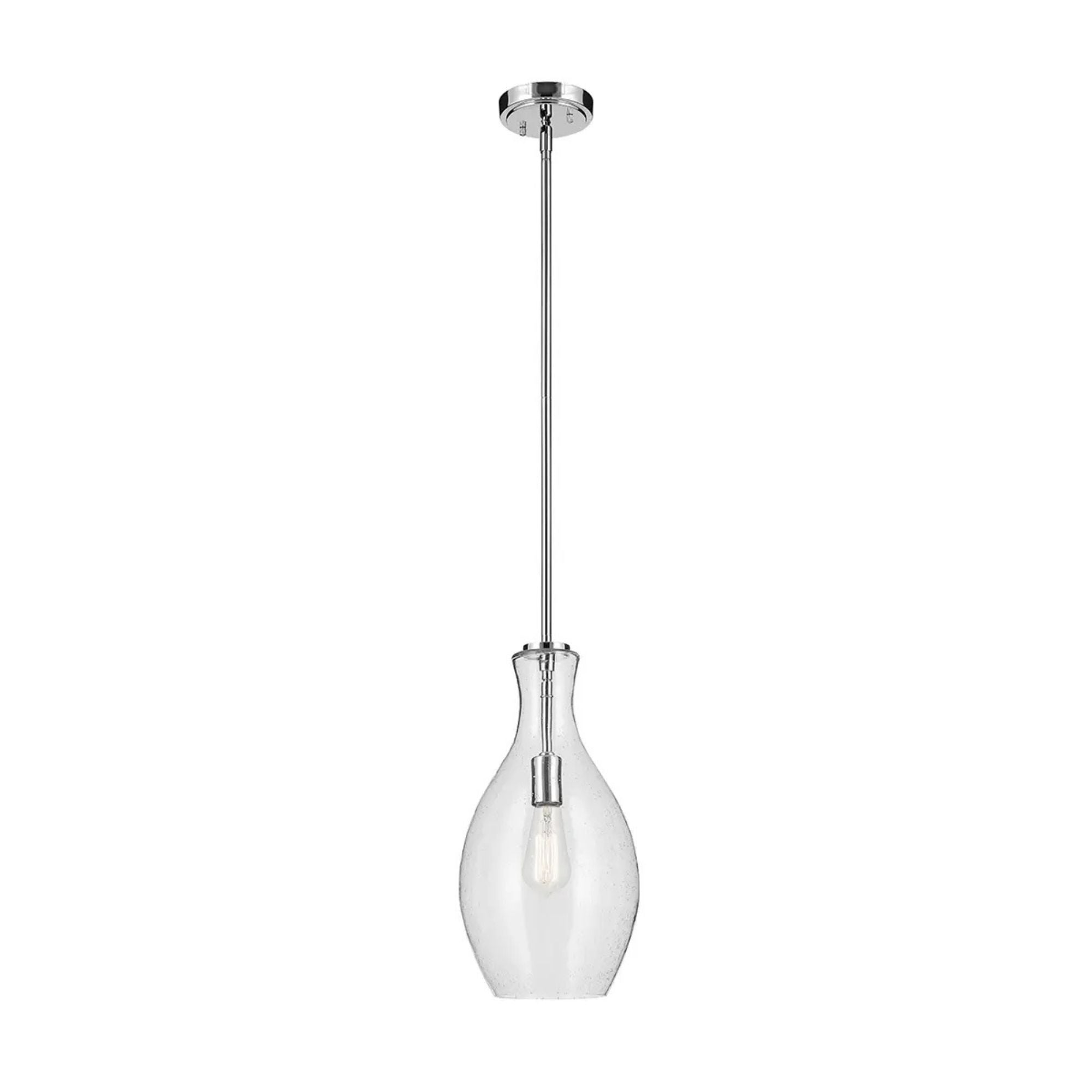 Everly 9" Pendant, Chrome Finish, Clear Seeded Glass