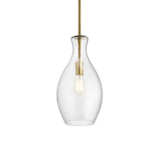 Everly 9" Pendant, Natural Brass Finish, Clear Glass