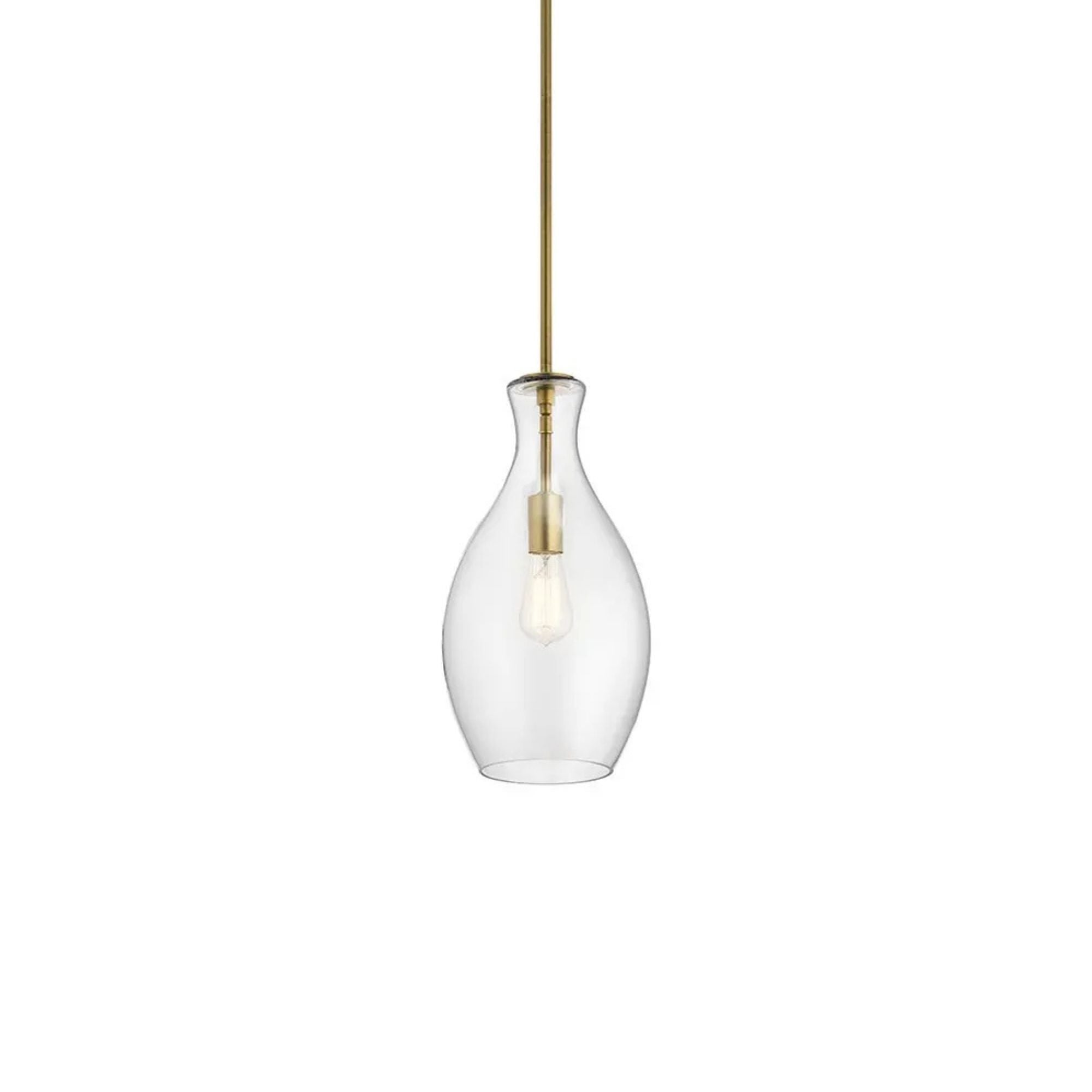 Everly 9" Pendant, Natural Brass Finish, Clear Glass