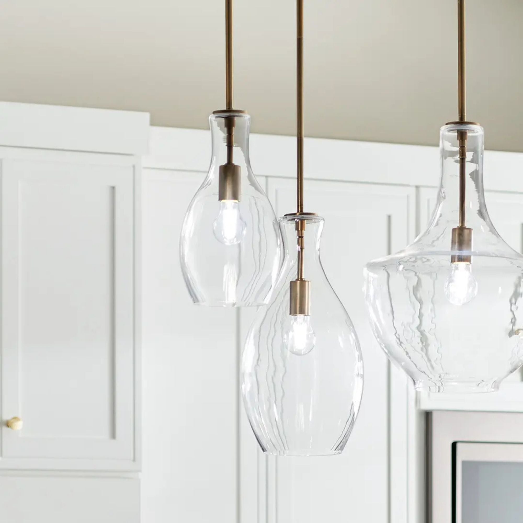 Everly 9" Pendant, Natural Brass Finish, Clear Glass