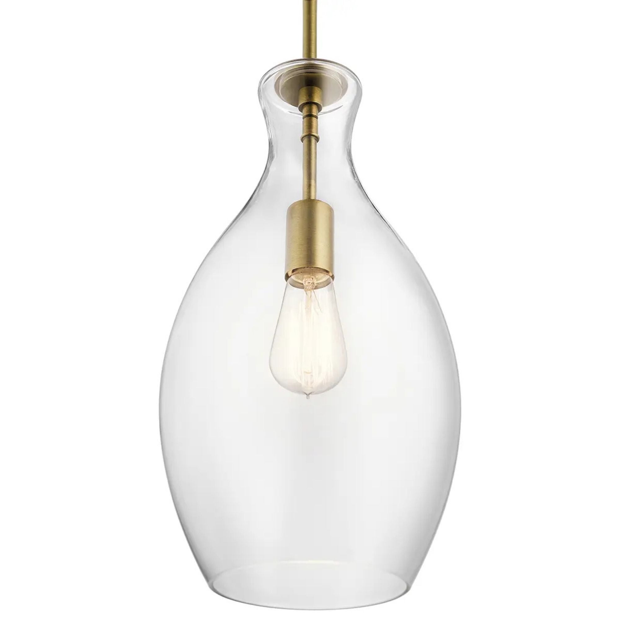 Everly 9" Pendant, Natural Brass Finish, Clear Glass