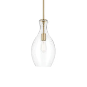 Everly 9" Pendant, Natural Brass Finish, Clear Seeded Glass