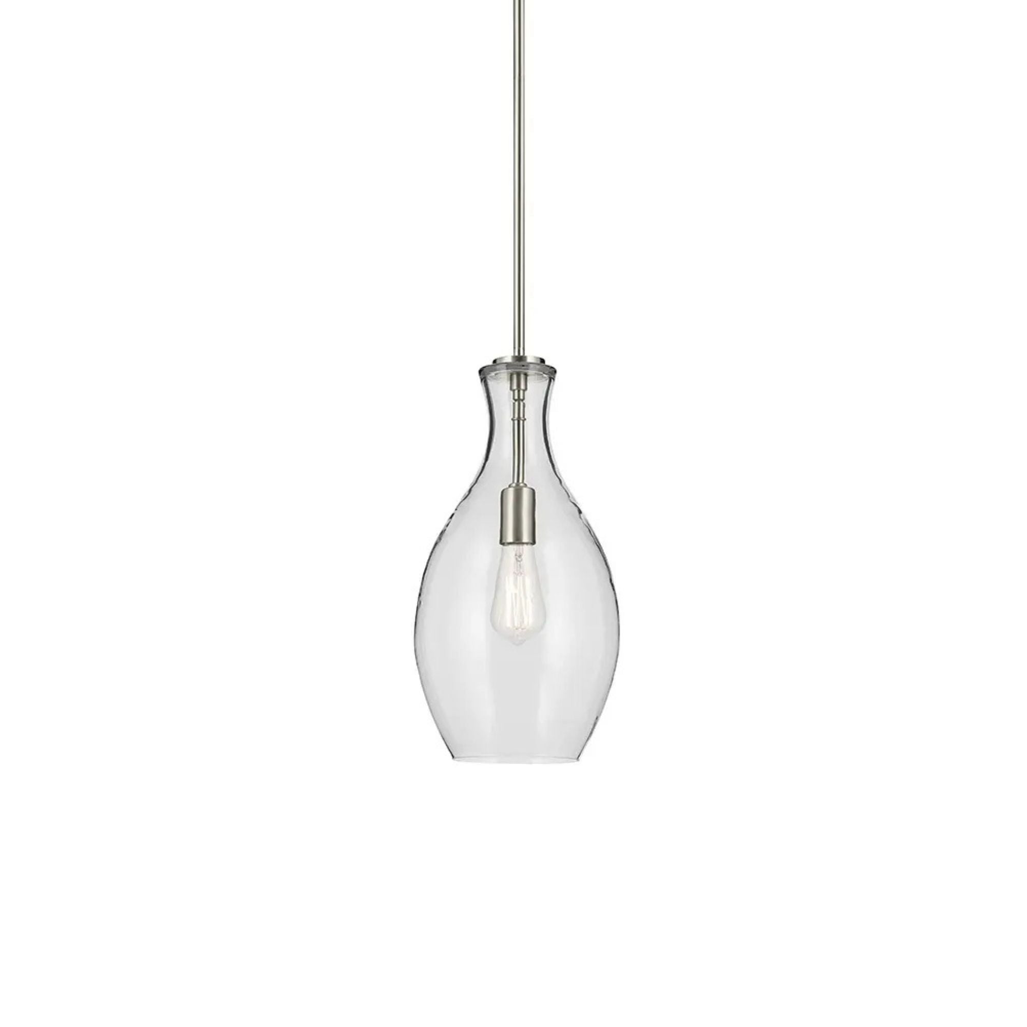 Everly 9" Pendant, Brushed Nickel Finish, Clear Glass