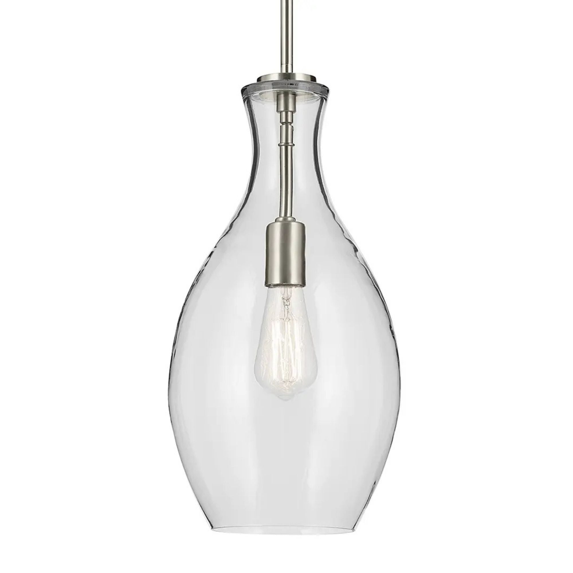 Everly 9" Pendant, Brushed Nickel Finish, Clear Glass