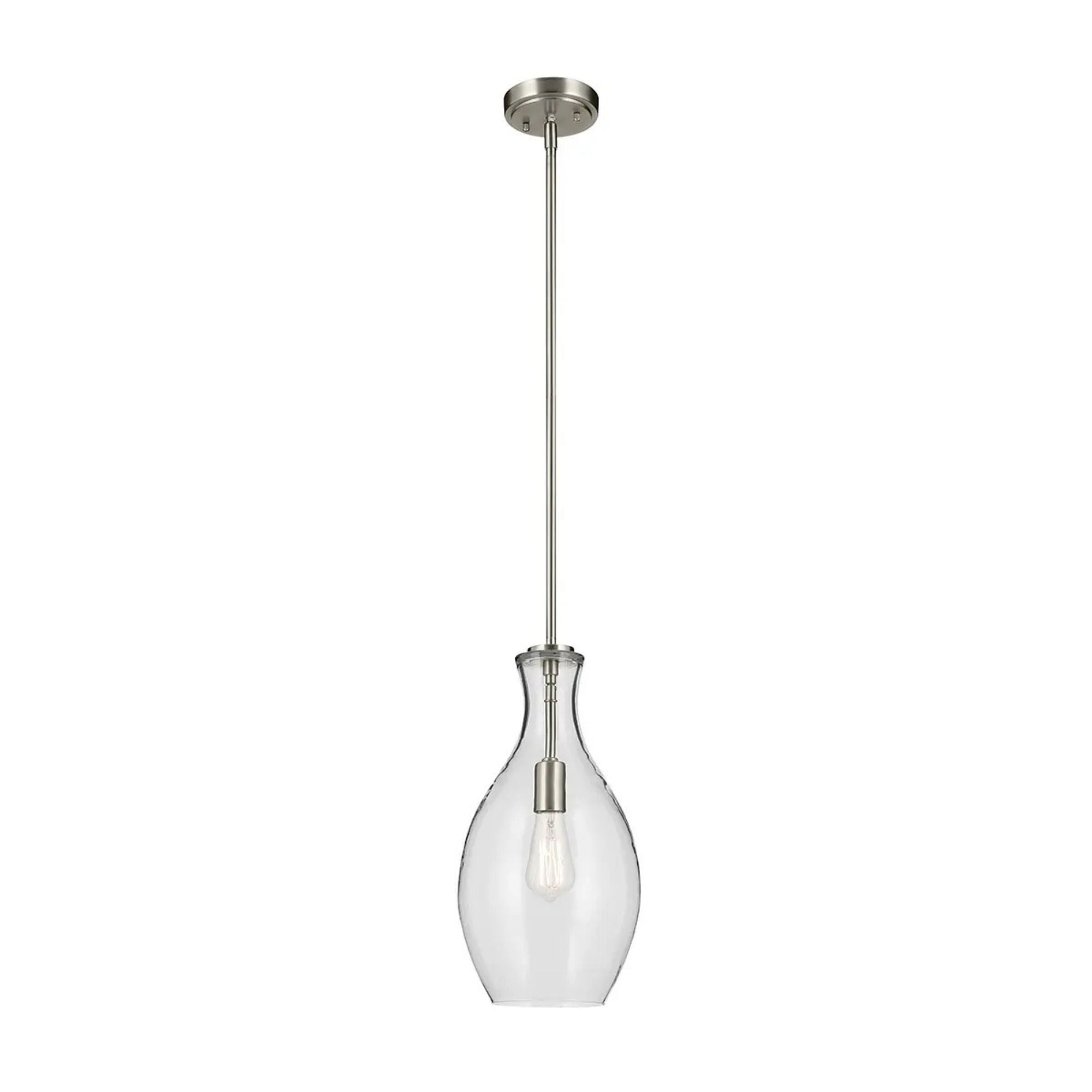 Everly 9" Pendant, Brushed Nickel Finish, Clear Glass