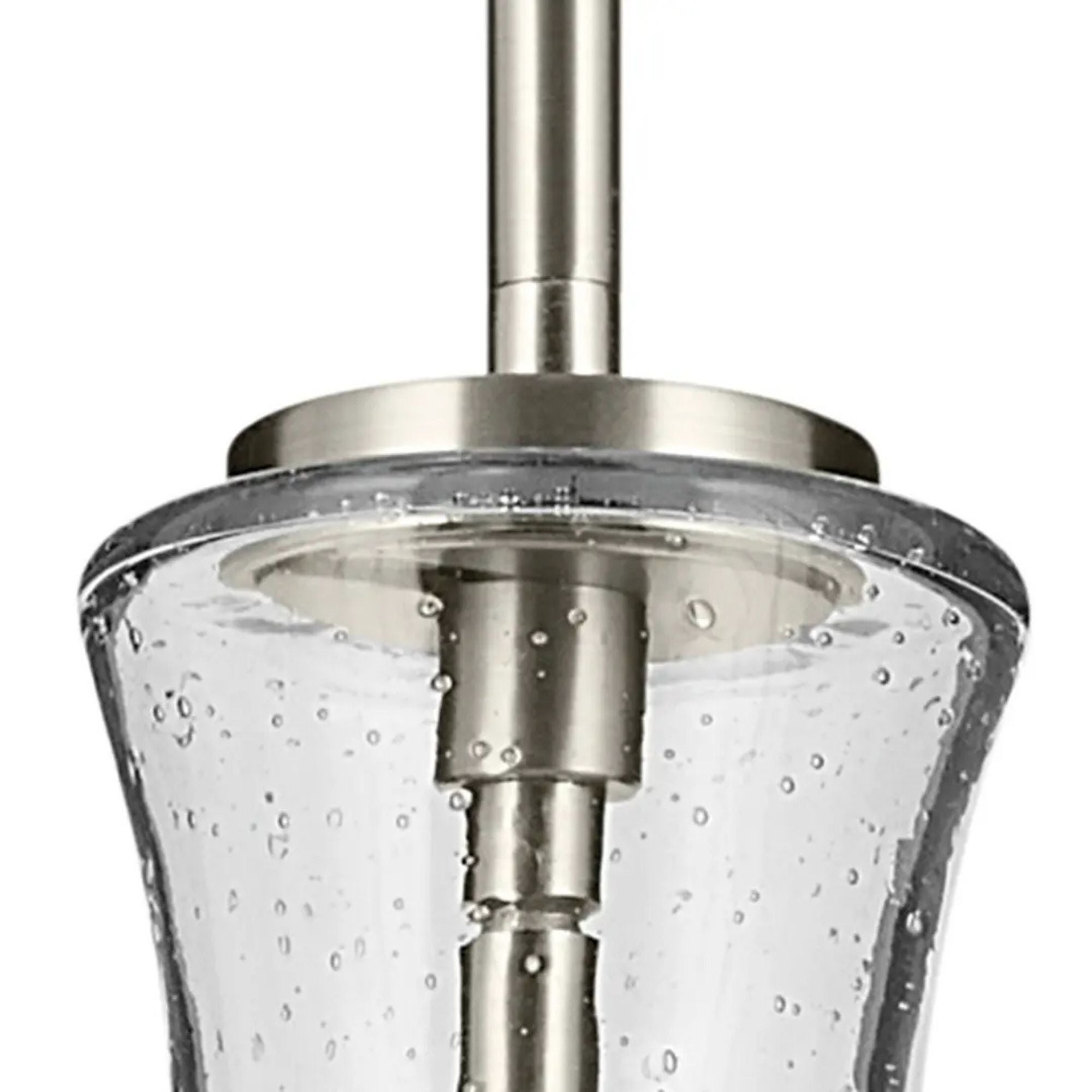 Everly 9" Pendant, Brushed Nickel Finish, Clear Seeded Glass