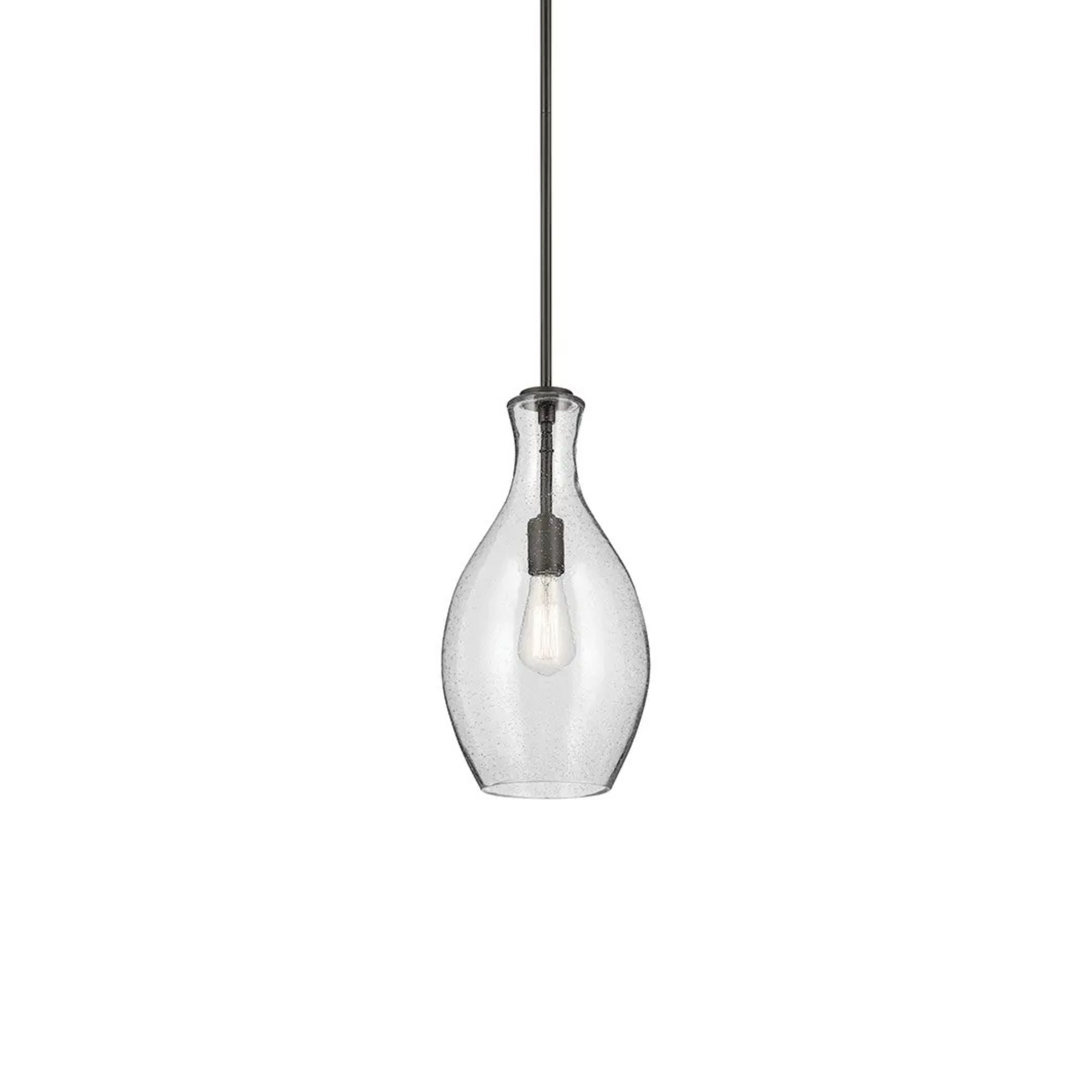 Everly 9" Pendant, Olde Bronze Finish, Clear Seeded Glass