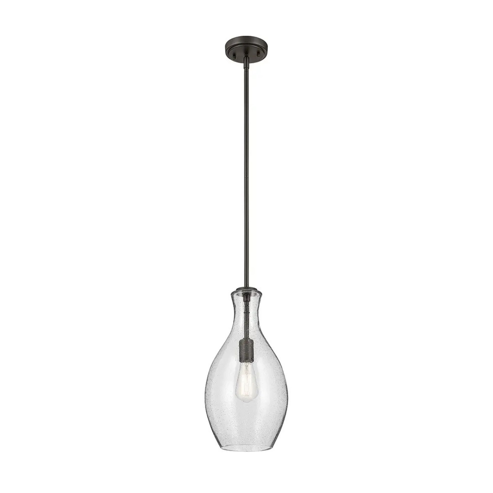 Everly 9" Pendant, Olde Bronze Finish, Clear Seeded Glass