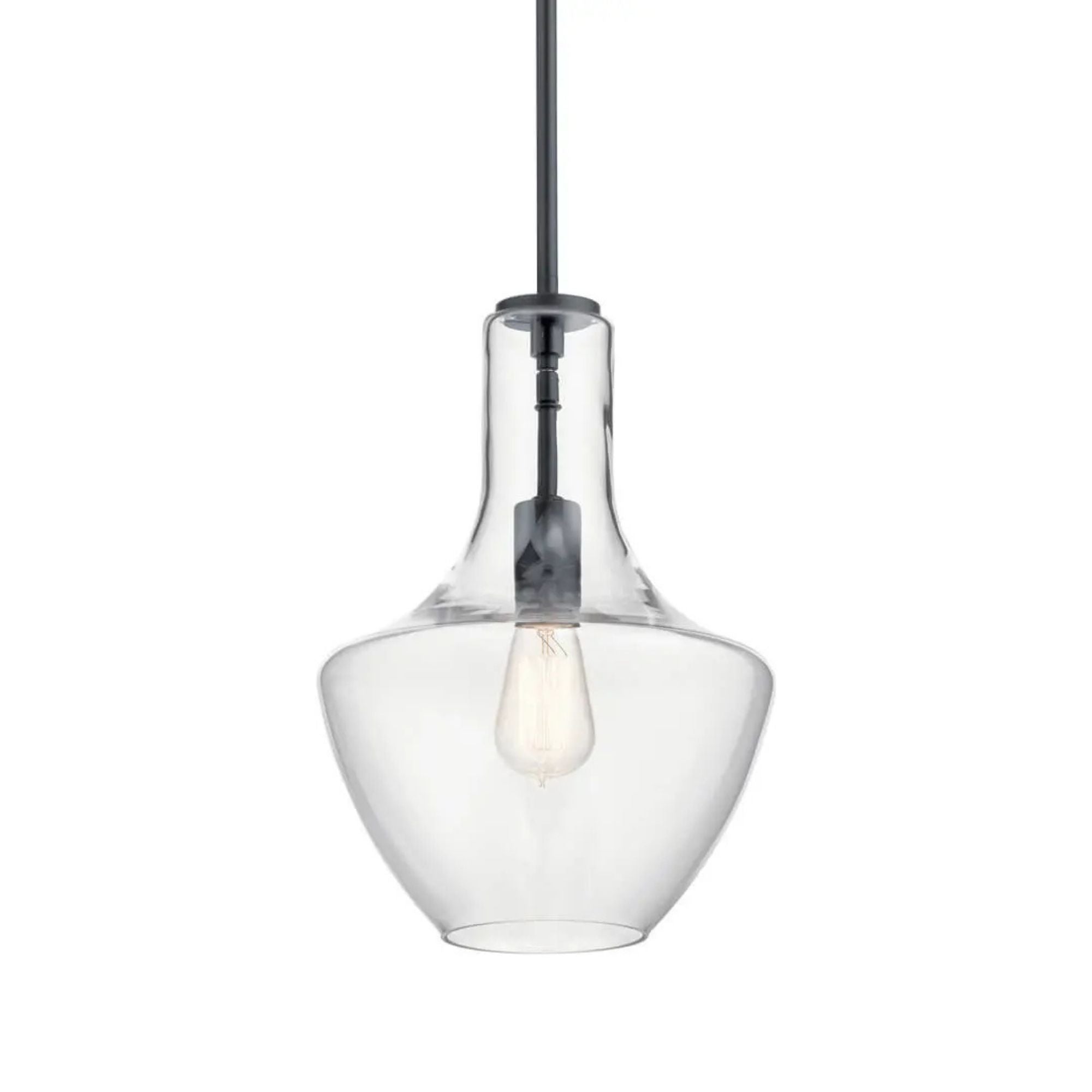 Everly 11" Pendant, Black Finish, Clear Glass