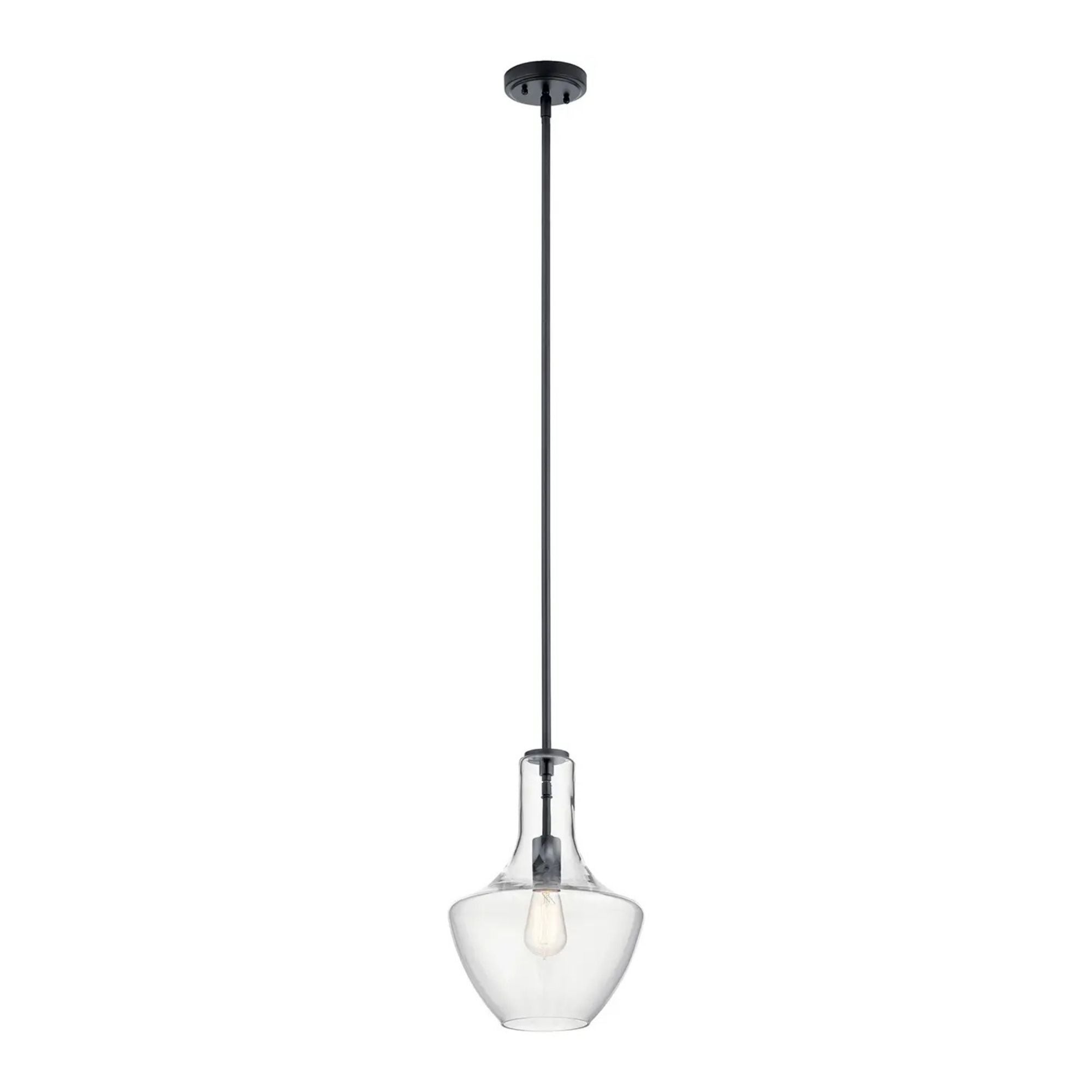 Everly 11" Pendant, Black Finish, Clear Glass