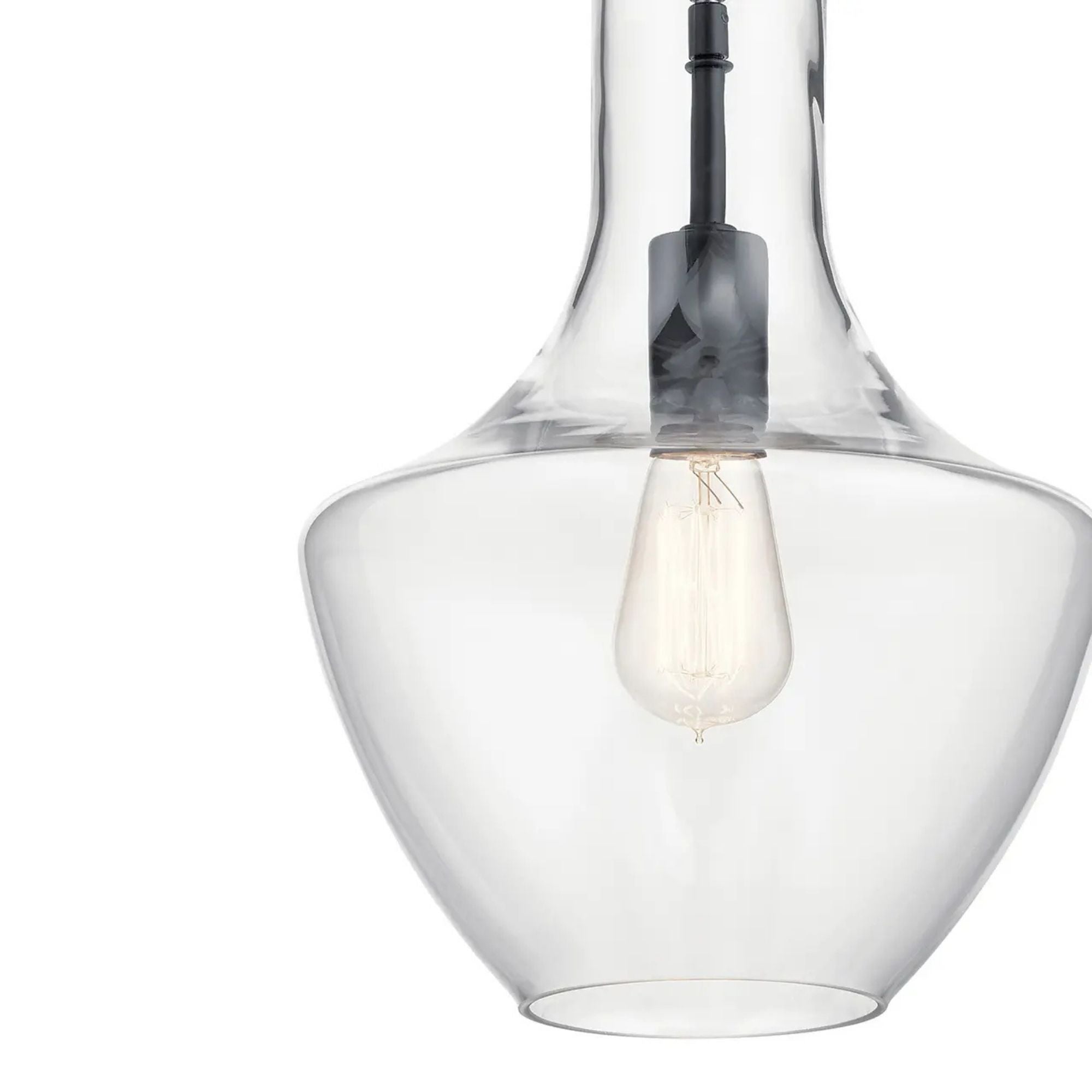 Everly 11" Pendant, Black Finish, Clear Glass
