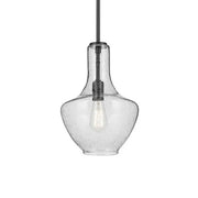 Everly 11" Pendant, Black Finish, Clear Seeded Glass