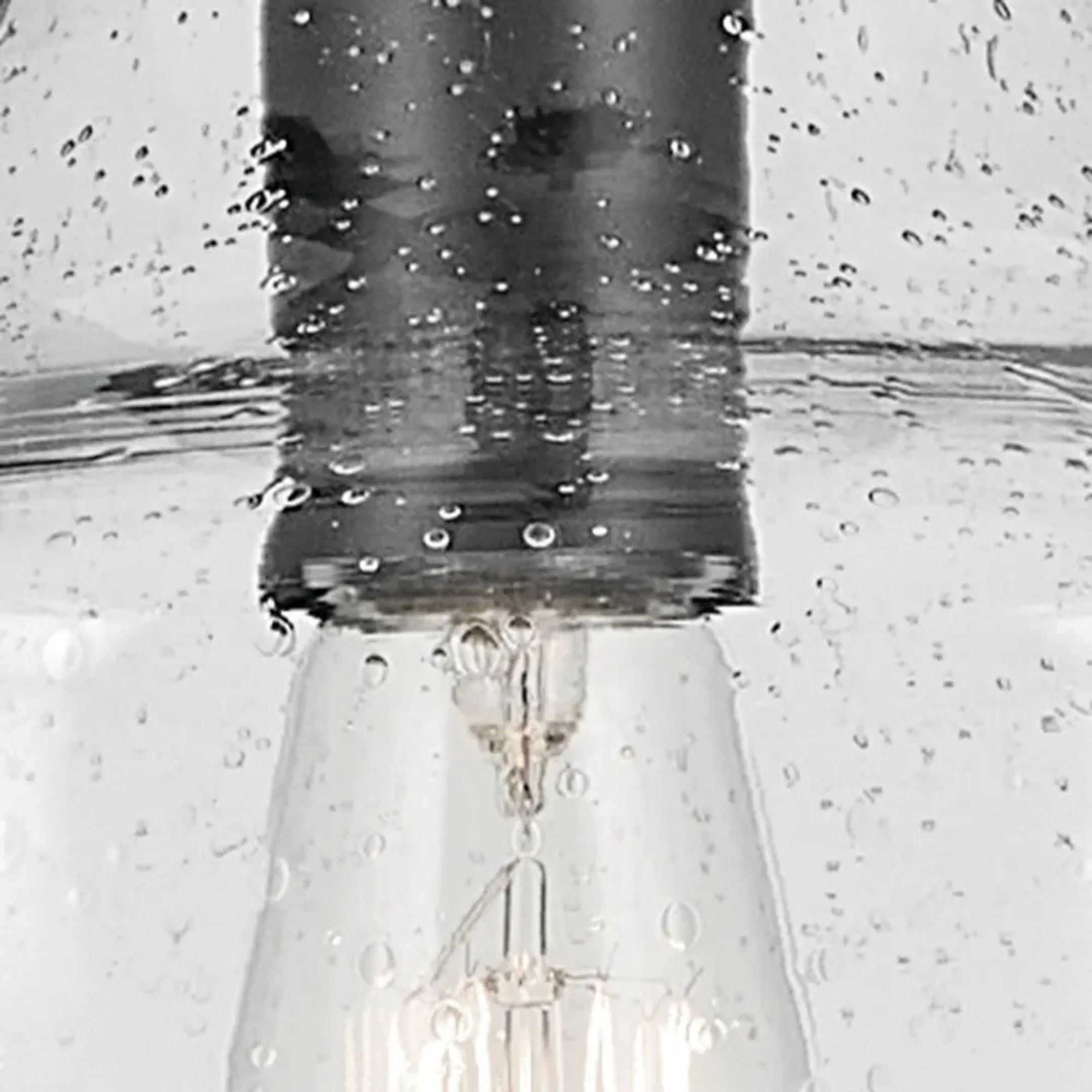 Everly 11" Pendant, Black Finish, Clear Seeded Glass