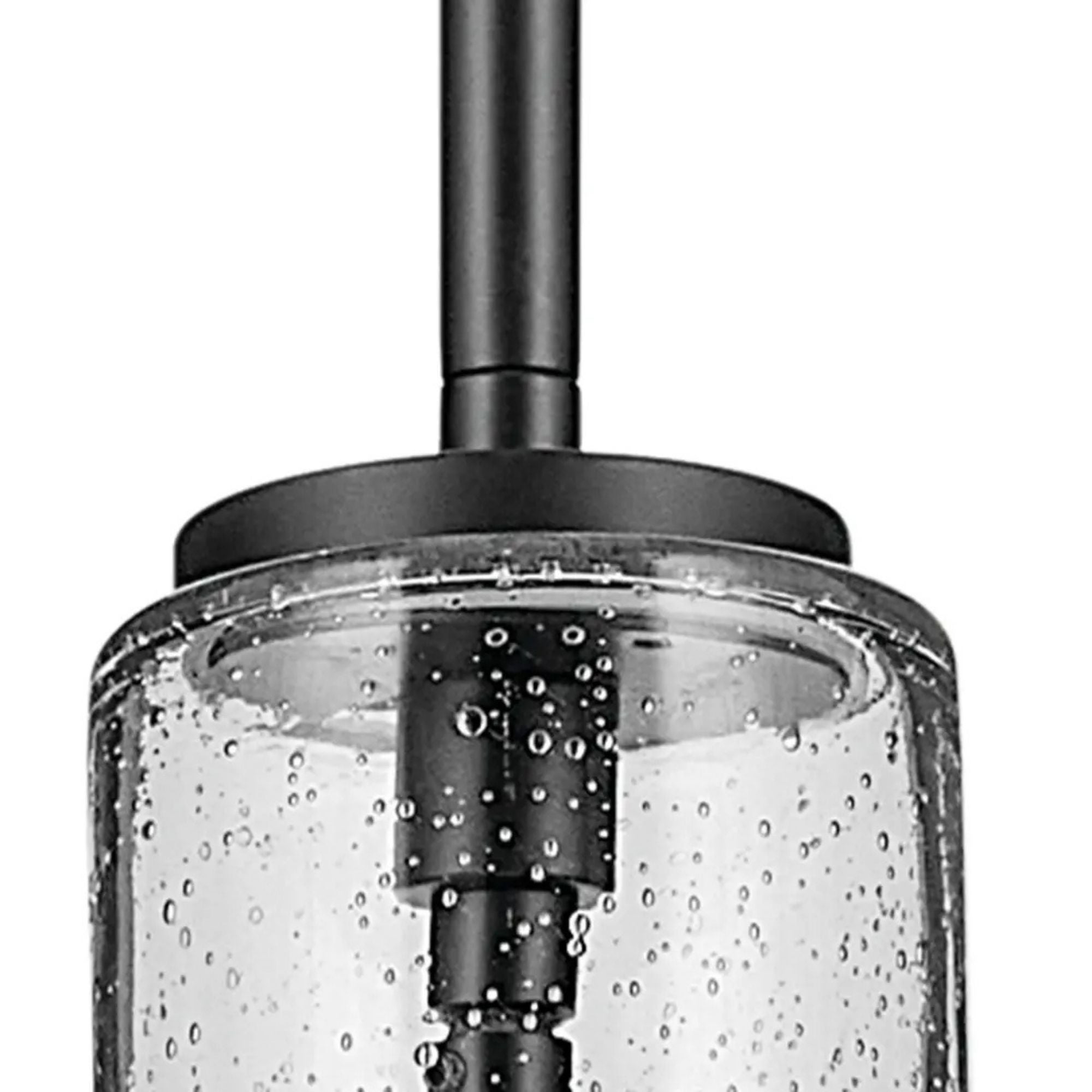 Everly 11" Pendant, Black Finish, Clear Seeded Glass