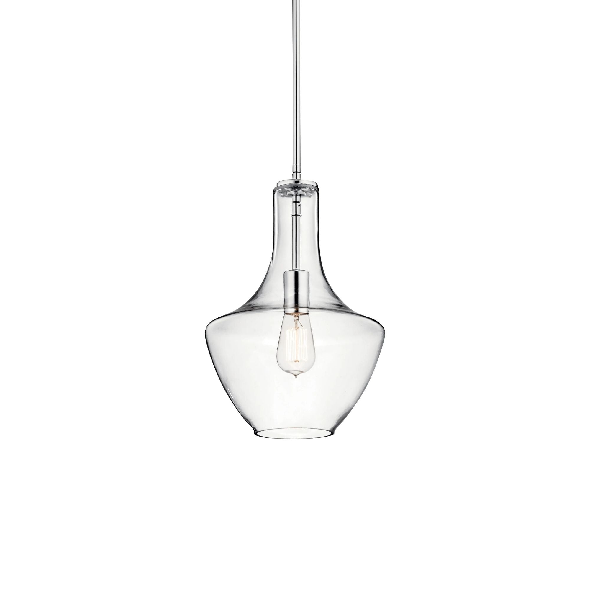 Everly 11" Pendant, Chrome Finish, Clear Glass