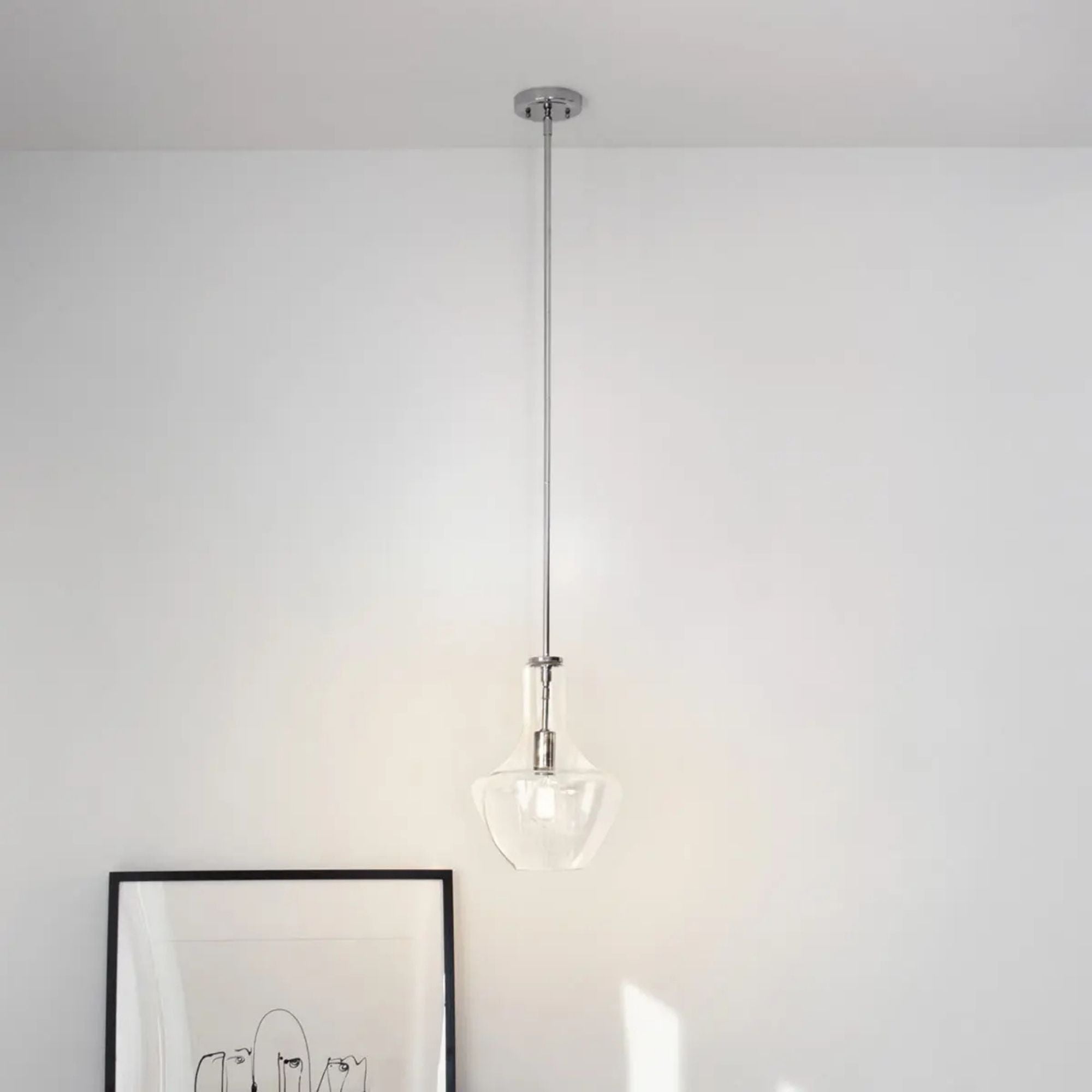 Everly 11" Pendant, Chrome Finish, Clear Glass