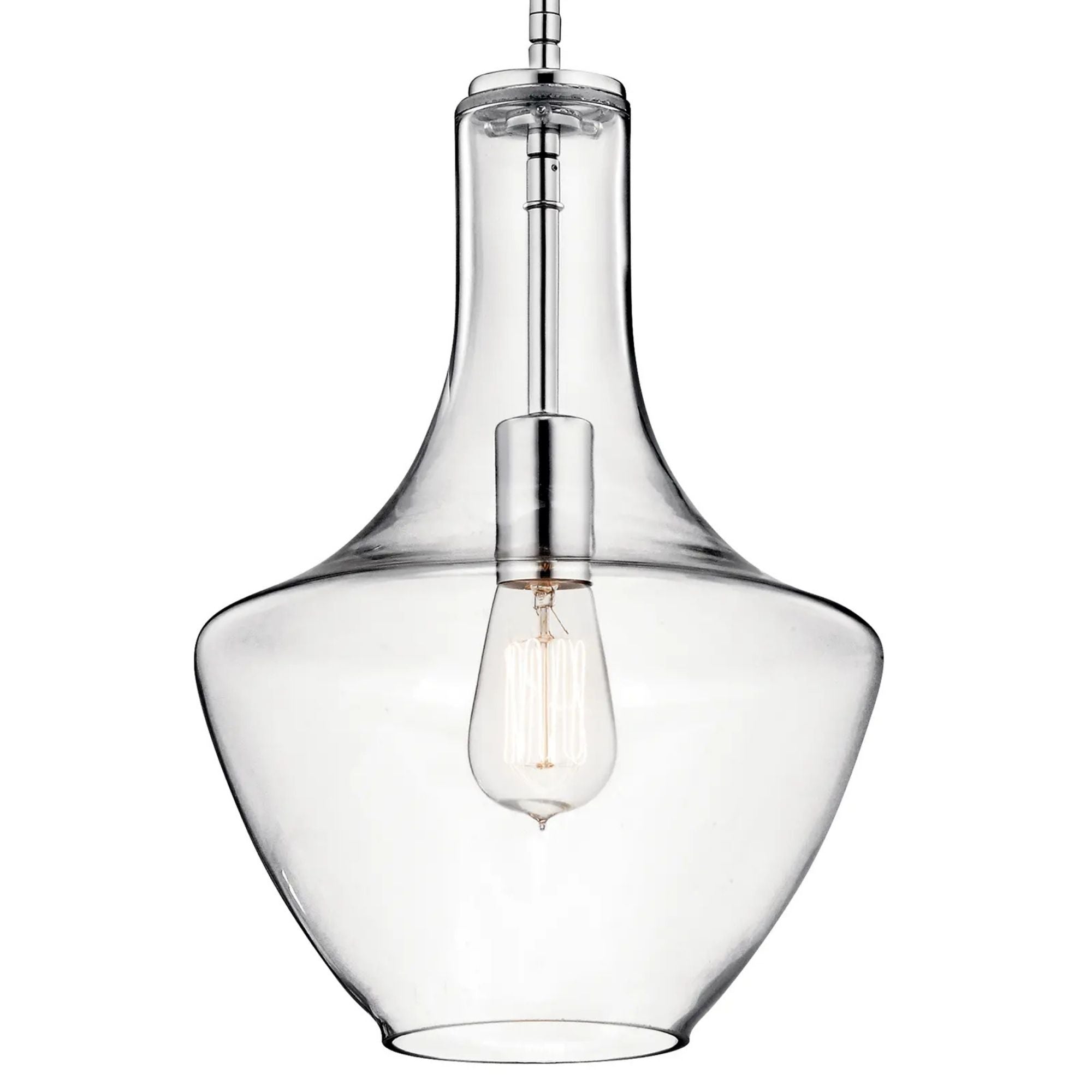 Everly 11" Pendant, Chrome Finish, Clear Glass