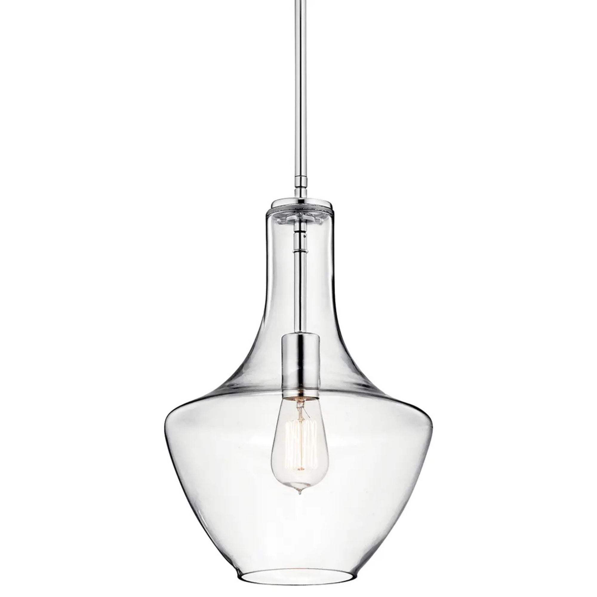 Everly 11" Pendant, Chrome Finish, Clear Glass