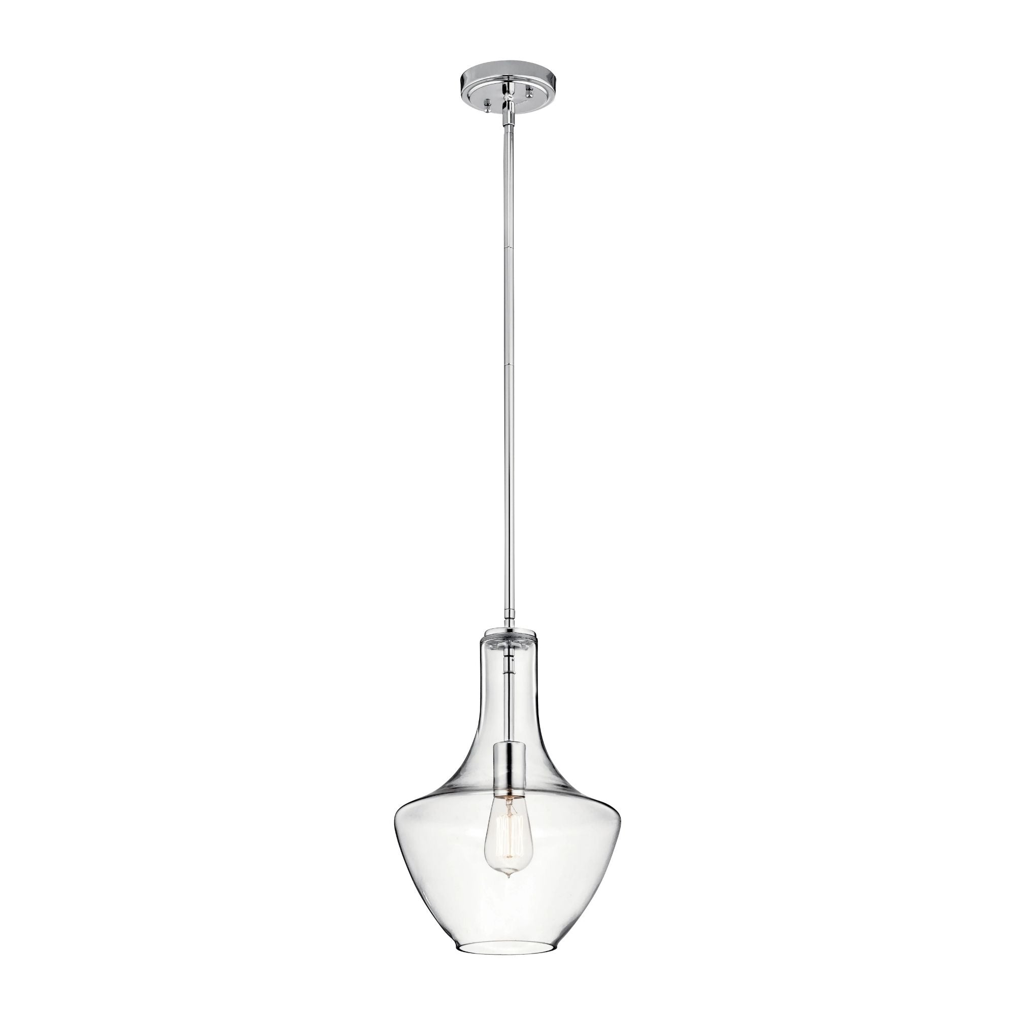 Everly 11" Pendant, Chrome Finish, Clear Glass