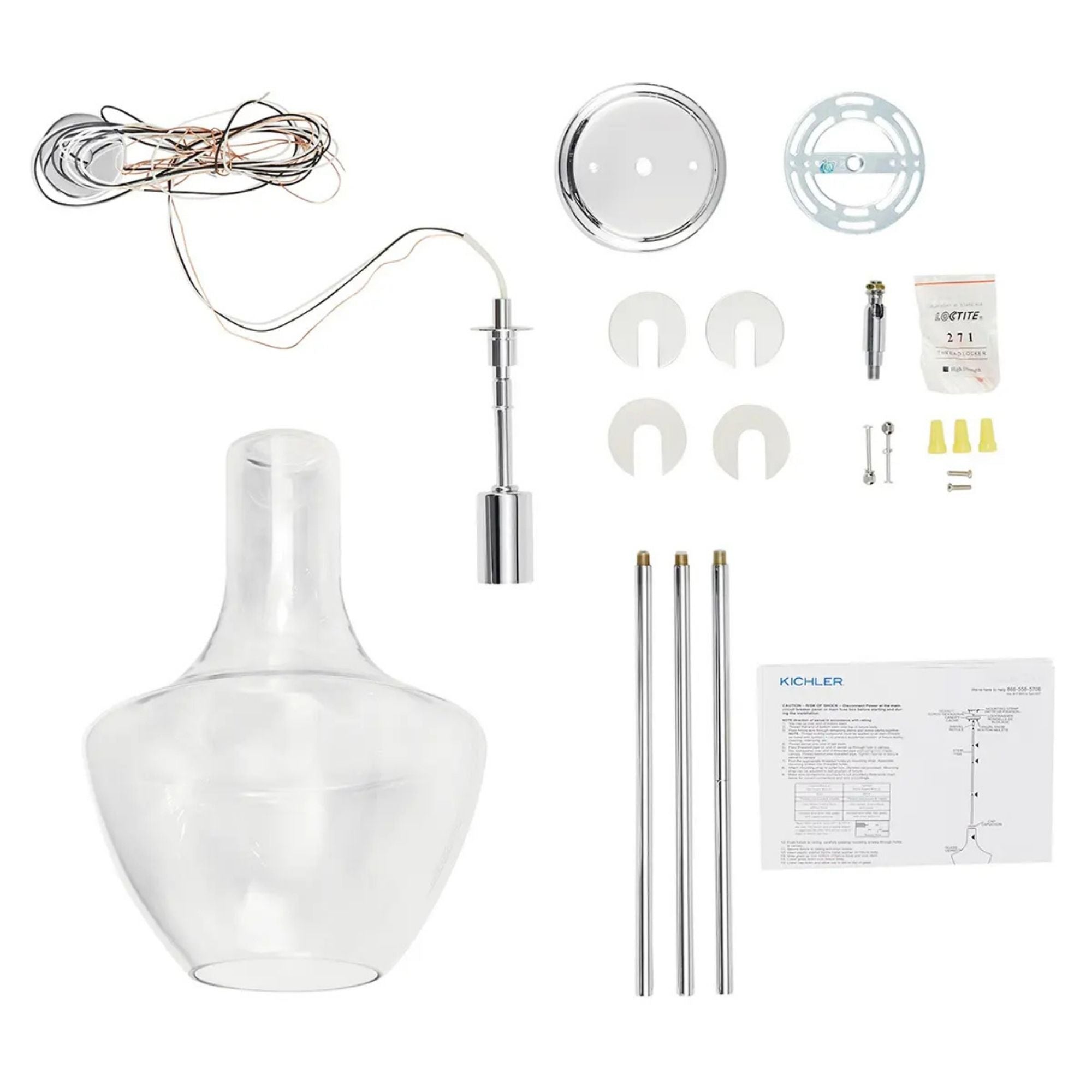 Everly 11" Pendant, Chrome Finish, Clear Glass