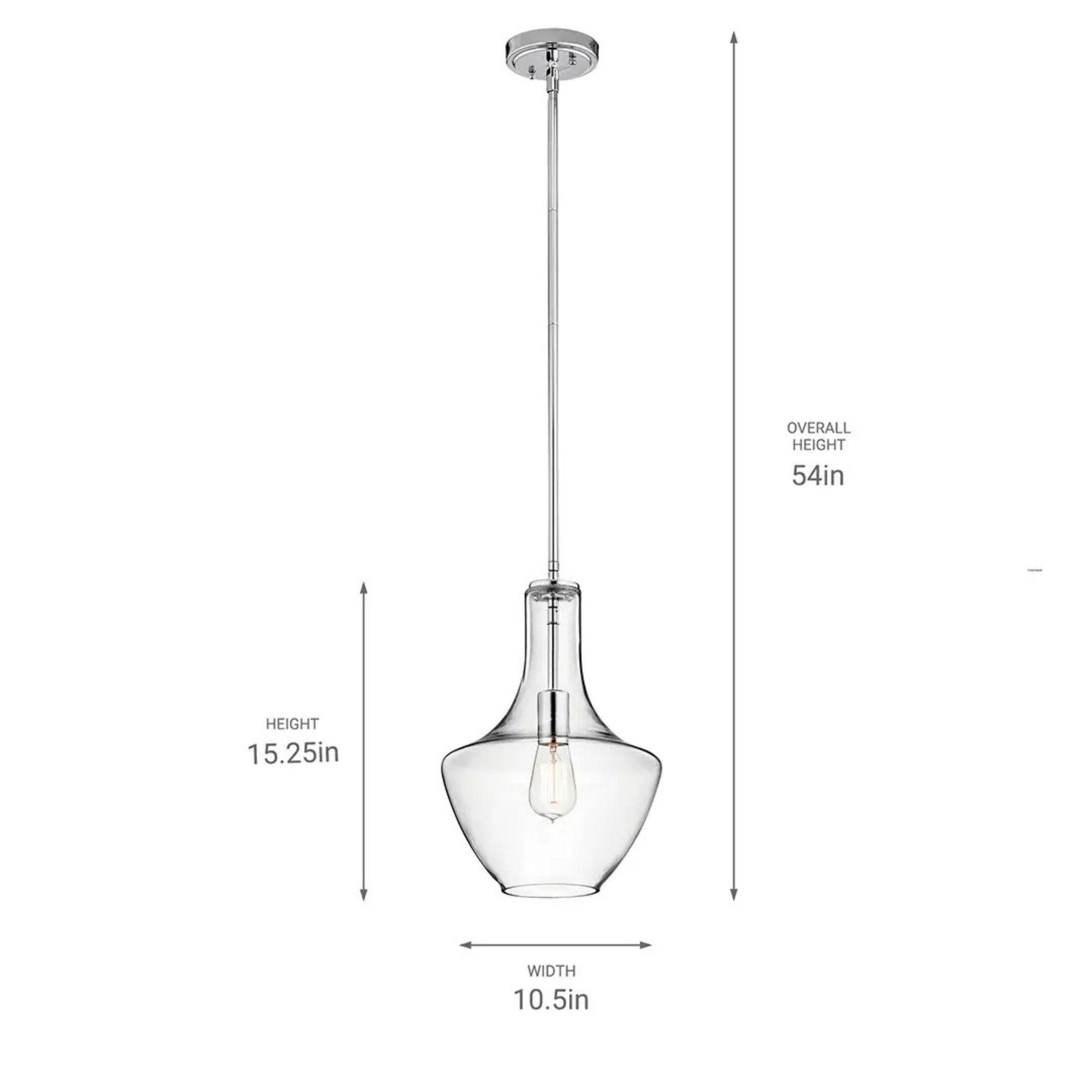 Everly 11" Pendant, Chrome Finish, Clear Glass