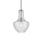 Everly 11" Pendant, Chrome Finish, Clear Seeded Glass